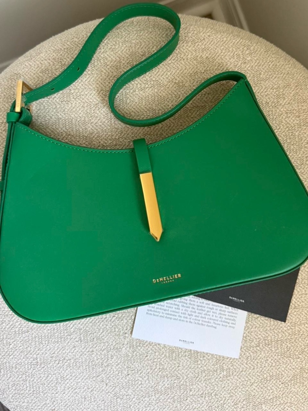 DeMellier Green Leather Shoulder Bag with Gold Accent - Picture 2 of 5